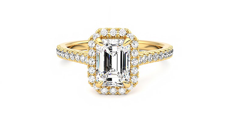 Taylor & Hart Allure Emerald Engagement Ring 360 degree image 29