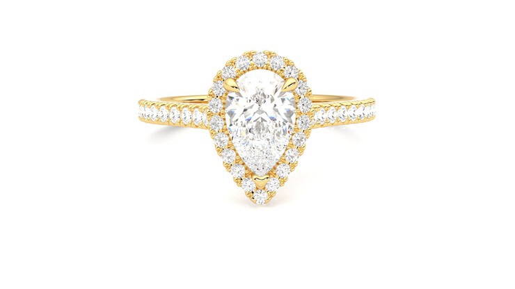 Taylor & Hart Allure Pear Engagement Ring 360 degree image 1