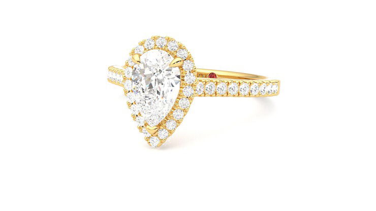 Taylor & Hart Allure Pear Engagement Ring 360 degree image 28