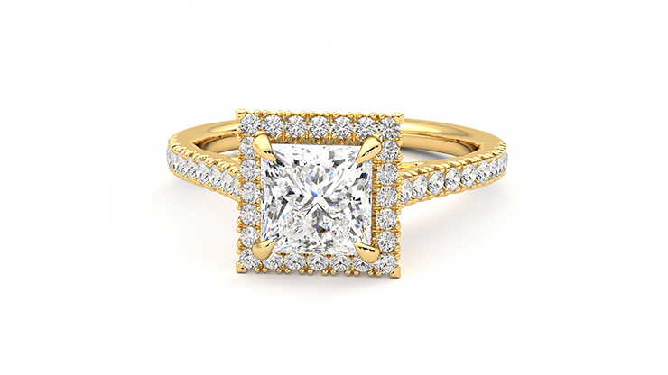 Yellow gold square hot sale engagement rings