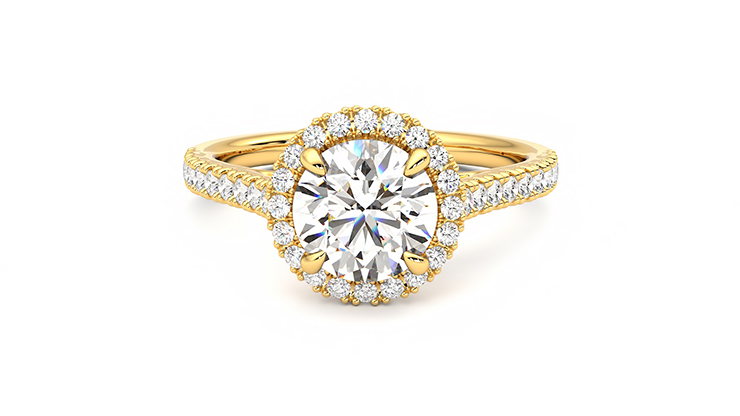 1 3/4 CT Halo Diamond Engagement Ring Round Cut 14K White Gold