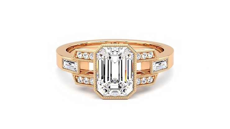 Taylor & Hart Artemis Emerald Engagement Ring 360 degree image 0