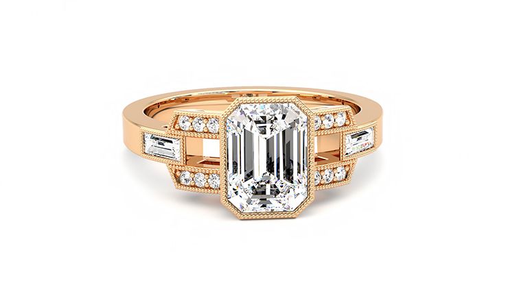 Taylor & Hart Artemis Emerald Engagement Ring 360 degree image 2