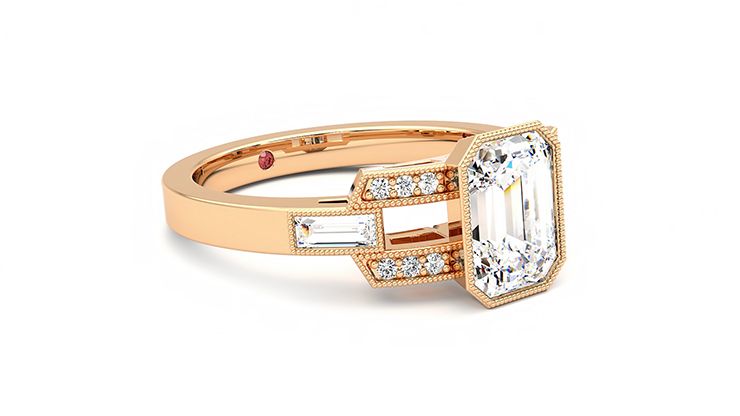 Taylor & Hart Artemis Emerald Engagement Ring 360 degree image 6