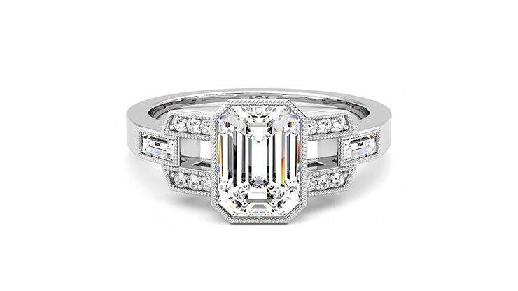 Taylor & Hart Artemis Emerald Engagement Ring 360 degree image 0