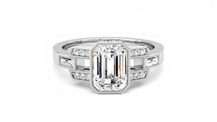 Taylor & Hart Artemis Emerald Engagement Ring 360 degree image 1