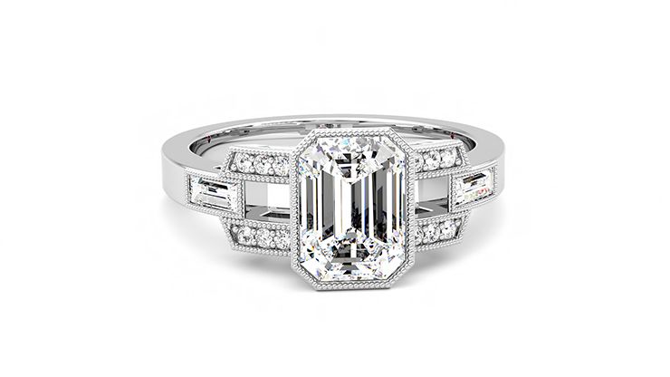 Taylor & Hart Artemis Emerald Engagement Ring 360 degree image 2