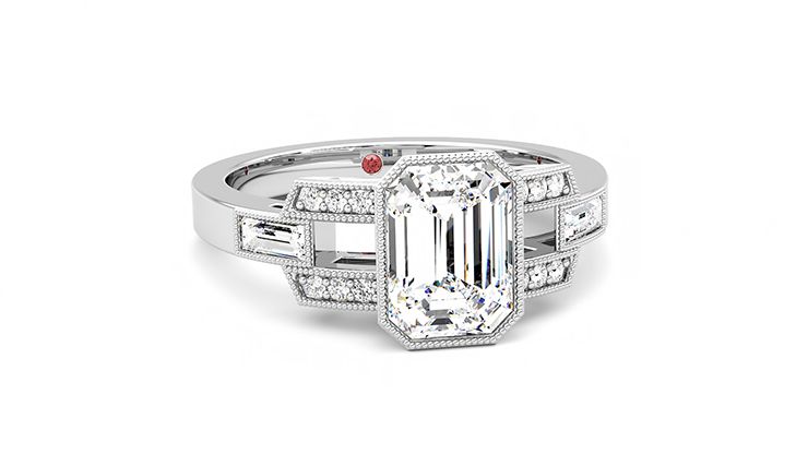 Taylor & Hart Artemis Emerald Engagement Ring 360 degree image 3