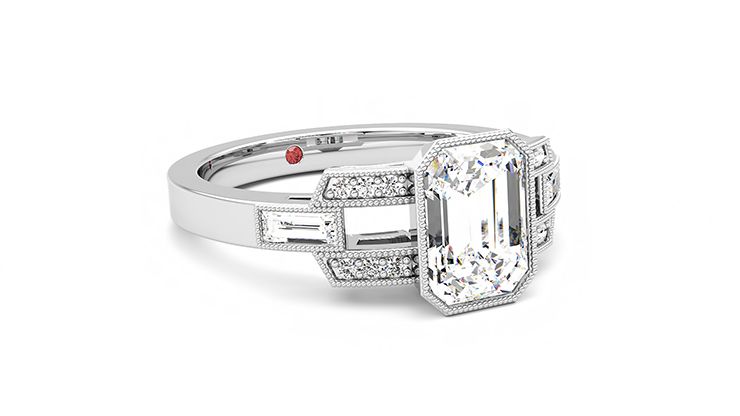 Taylor & Hart Artemis Emerald Engagement Ring 360 degree image 5