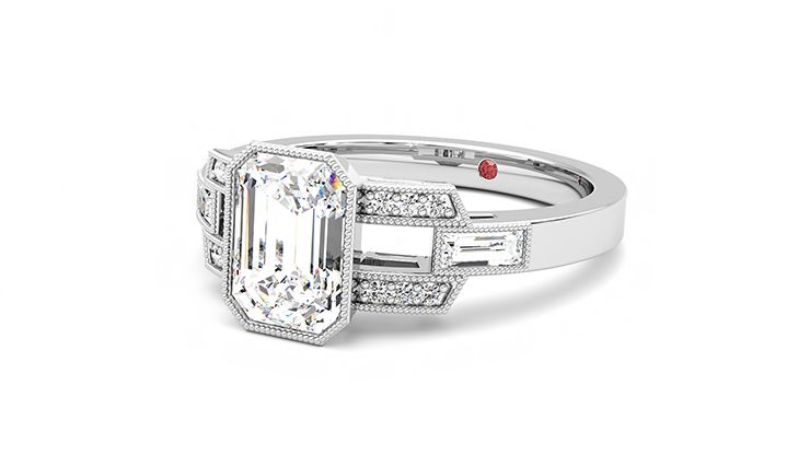 Taylor & Hart Artemis Emerald Engagement Ring 360 degree image 25
