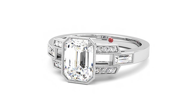 Taylor & Hart Artemis Emerald Engagement Ring 360 degree image 26