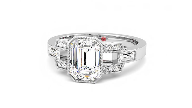 Taylor & Hart Artemis Emerald Engagement Ring 360 degree image 27