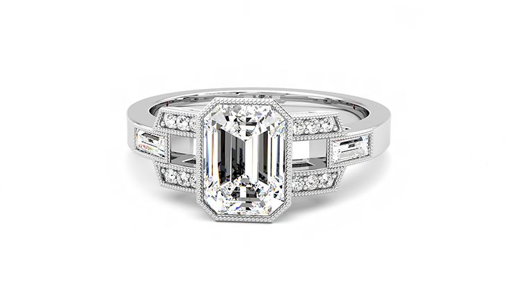 Taylor & Hart Artemis Emerald Engagement Ring 360 degree image 28