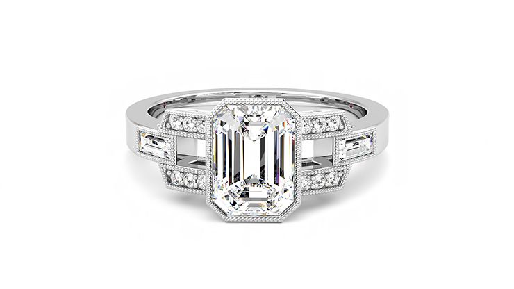 Taylor & Hart Artemis Emerald Engagement Ring 360 degree image 29
