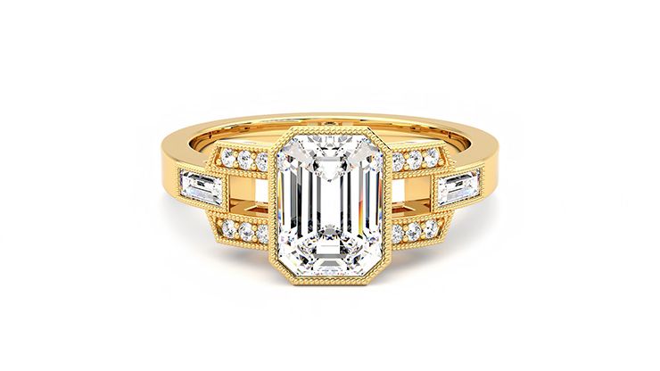 Taylor & Hart Artemis Emerald Engagement Ring 360 degree image 0