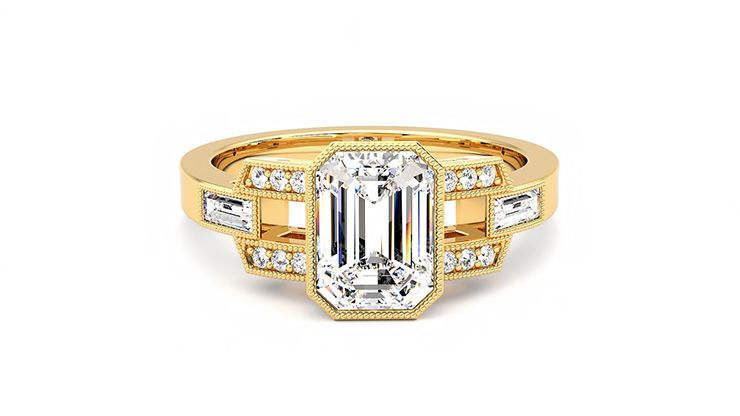 Taylor & Hart Artemis Emerald Engagement Ring 360 degree image 1