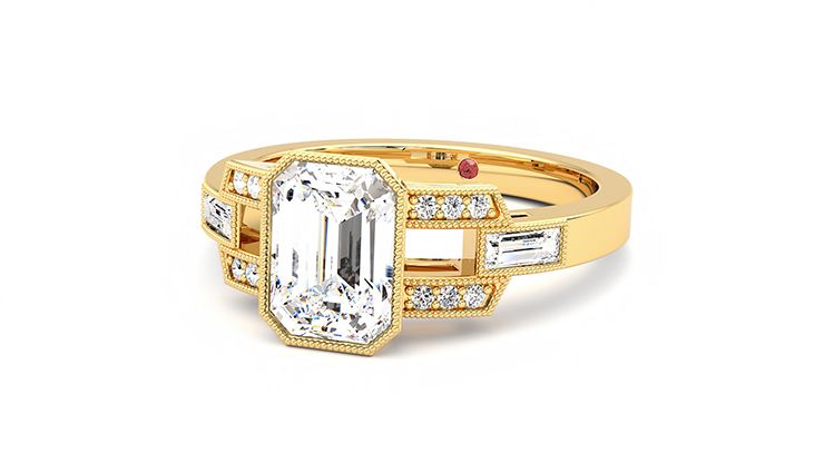 Taylor & Hart Artemis Emerald Engagement Ring 360 degree image 26