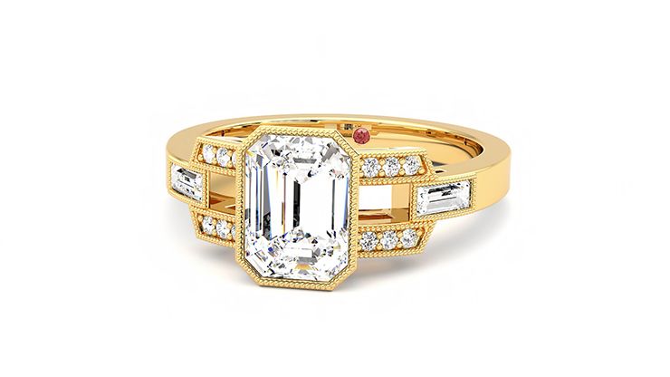Taylor & Hart Artemis Emerald Engagement Ring 360 degree image 27