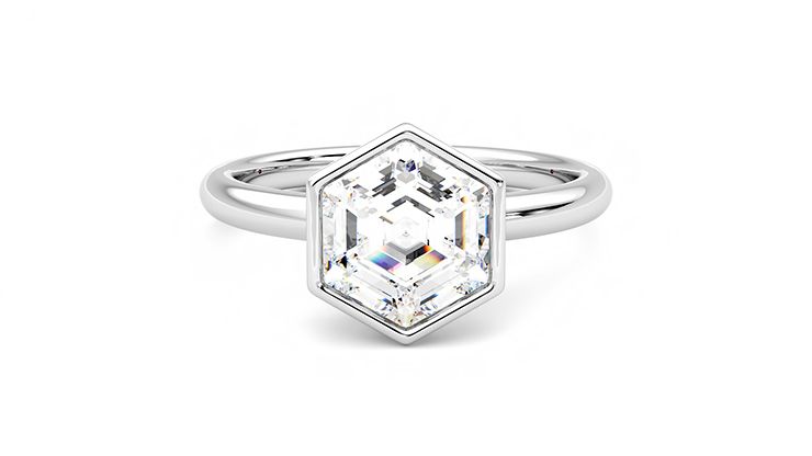 Taylor & Hart Astral Hexagonal Engagement Ring 360 degree image 0
