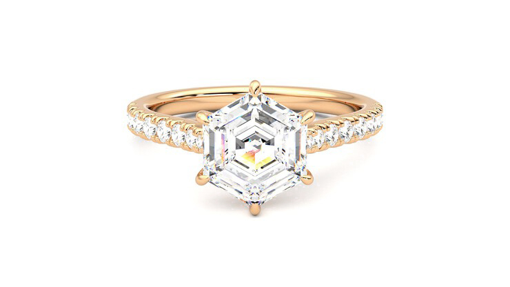 Taylor & Hart Aurora Hexagonal Engagement Ring 360 degree image 0