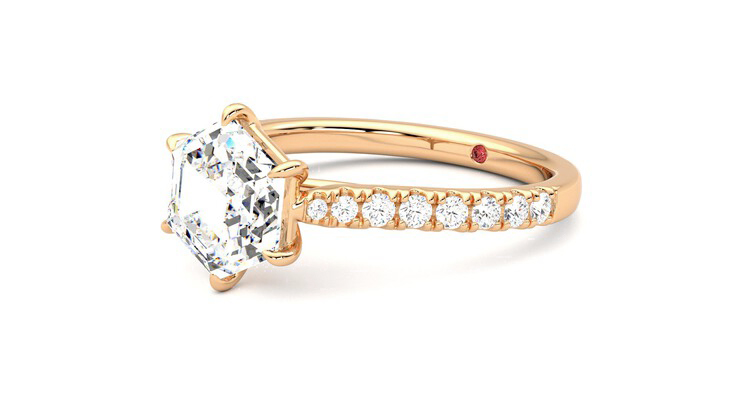 Taylor & Hart Aurora Hexagonal Engagement Ring 360 degree image 24