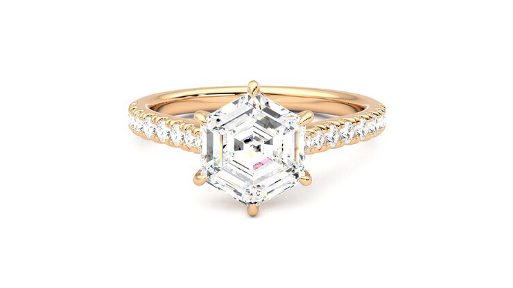 Taylor & Hart Aurora Hexagonal Engagement Ring 360 degree image 29