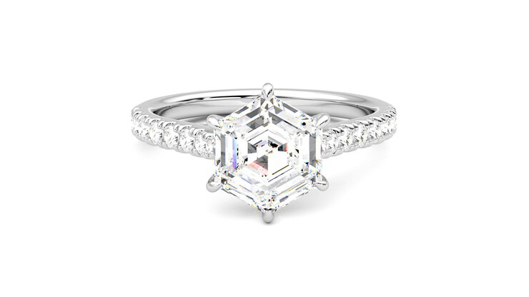 Taylor & Hart Aurora Hexagonal Engagement Ring 360 degree image 1