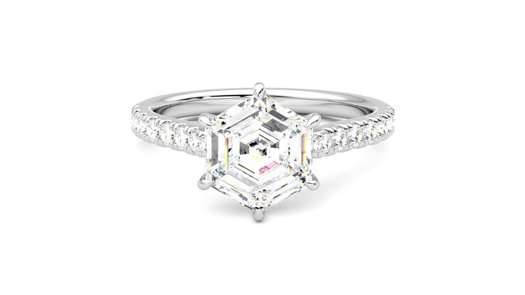 Taylor & Hart Aurora Hexagonal Engagement Ring 360 degree image 29