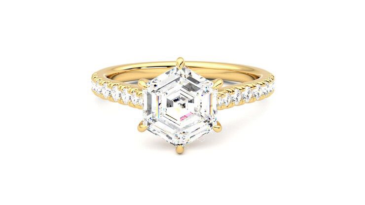 Taylor & Hart Aurora Hexagonal Engagement Ring 360 degree image 29
