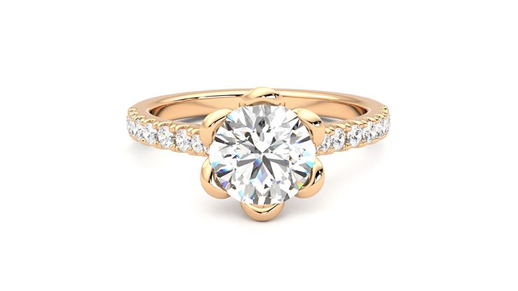 Taylor & Hart Blossom Round Engagement Ring 360 degree image 1
