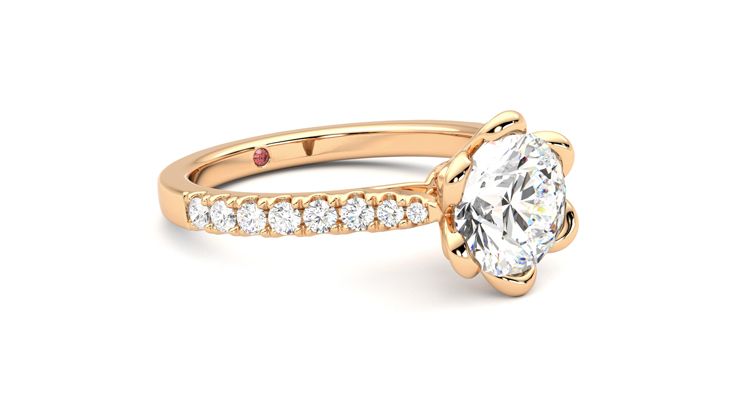 Taylor & Hart Blossom Round Engagement Ring 360 degree image 6