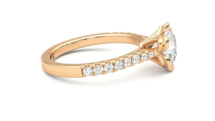 Floral Blossom & Pave Notes Engagement Ring in 14K Rose Gold 4mm Width Band  (Setting Price) & James Allen & 53165