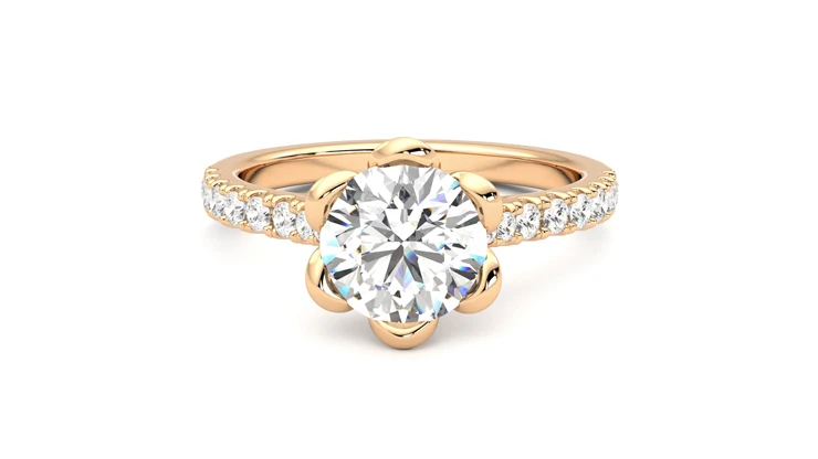 Blossom, 18K Rose Gold pavé style engagement ring