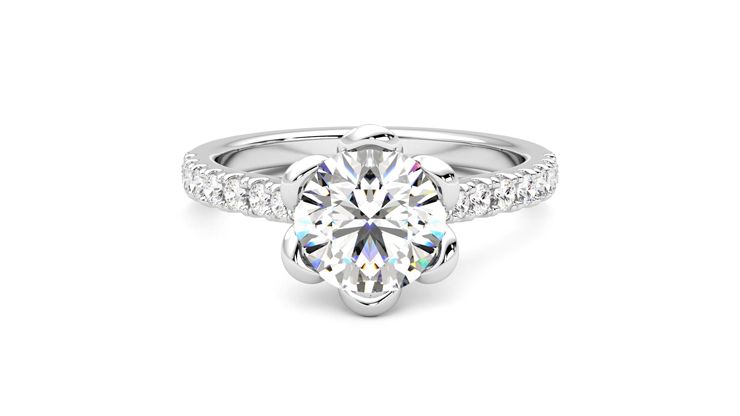 Taylor & Hart Blossom Round Engagement Ring 360 degree image 0