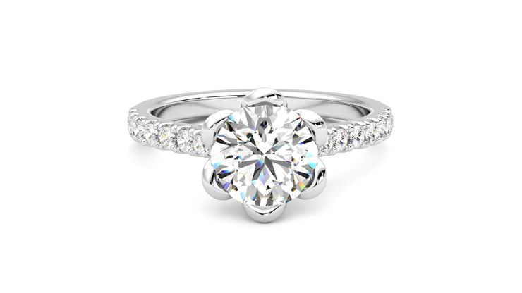 Taylor & Hart Blossom Round Engagement Ring 360 degree image 1