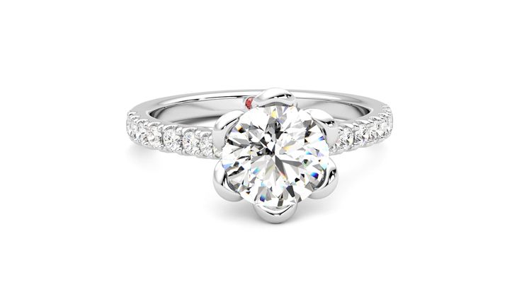 Taylor & Hart Blossom Round Engagement Ring 360 degree image 2