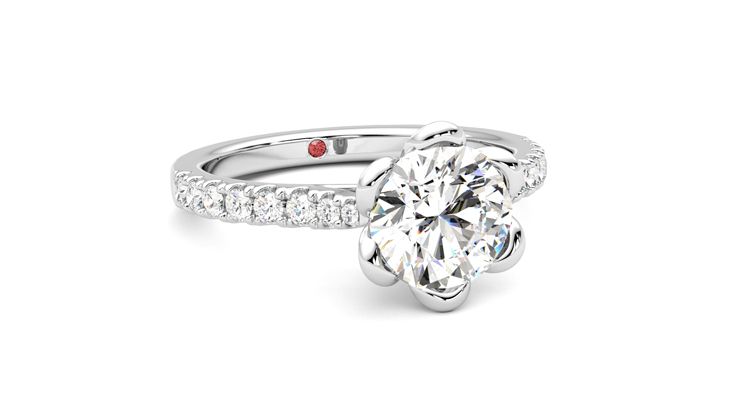 Taylor & Hart Blossom Round Engagement Ring 360 degree image 4