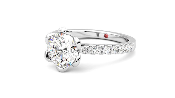 Taylor & Hart Blossom Round Engagement Ring 360 degree image 25
