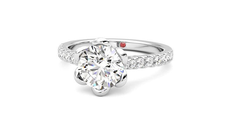 Taylor & Hart Blossom Round Engagement Ring 360 degree image 27
