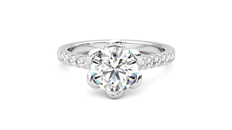 Taylor & Hart Blossom Round Engagement Ring 360 degree image 29