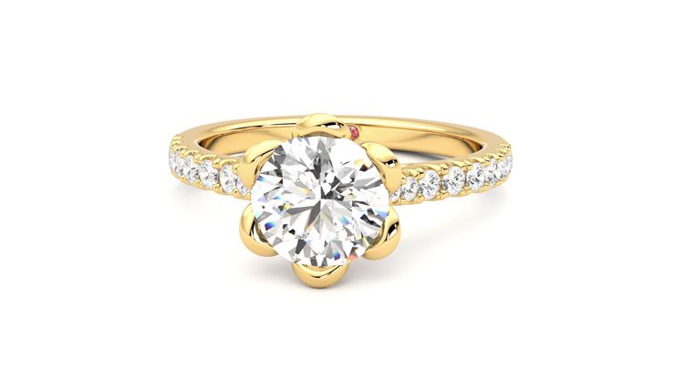 Taylor & Hart Blossom Round Engagement Ring 360 degree image 28