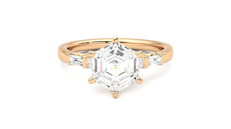 Taylor & Hart Carrara Hexagonal Engagement Ring 360 degree image 0