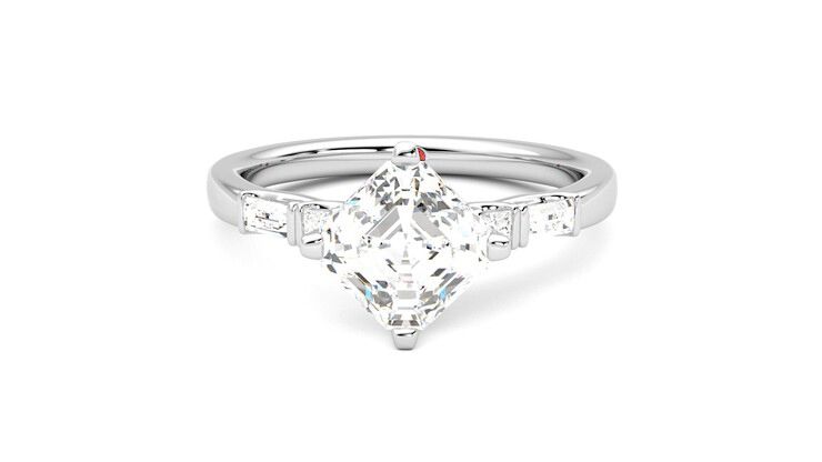 Taylor & Hart Carrara Asscher Engagement Ring 360 degree image 29