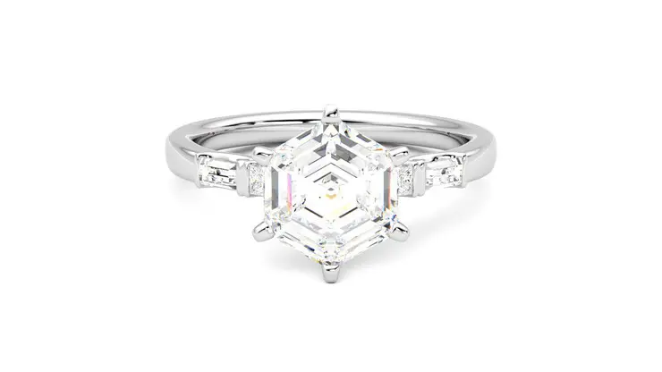 Taylor & Hart Carrara Hexagonal Engagement Ring 360 detail 01