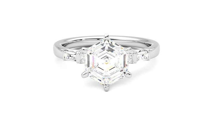 Taylor & Hart Carrara Hexagonal Engagement Ring 360 degree image 0
