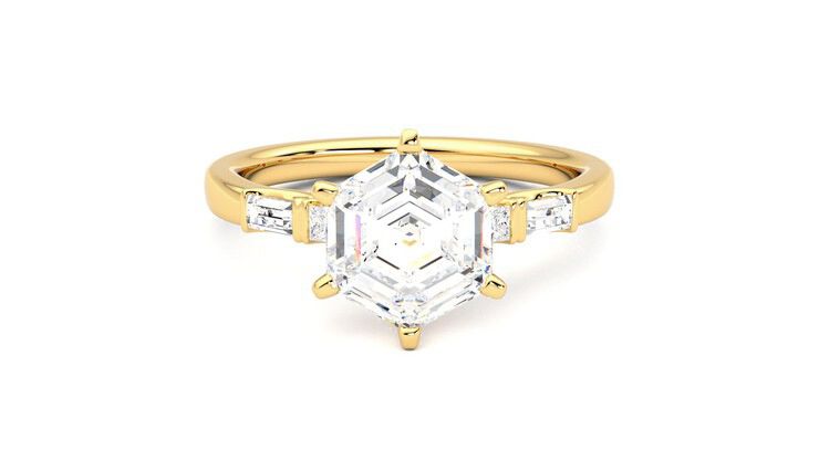 Taylor & Hart Carrara Hexagonal Engagement Ring 360 degree image 0