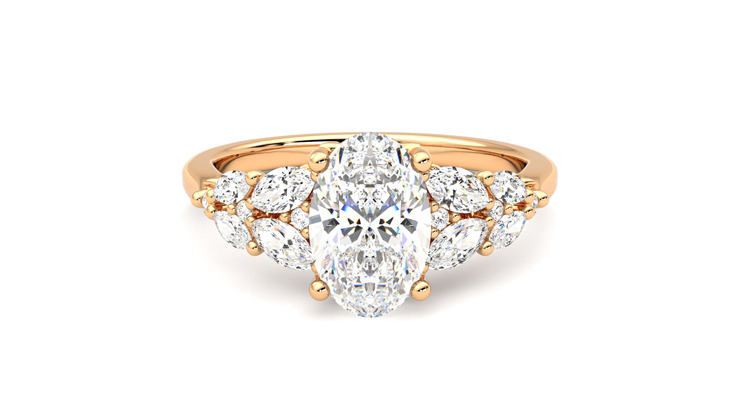 Taylor & Hart Cascade Oval Engagement Ring 360 degree image 0