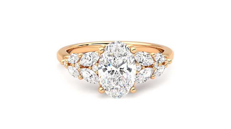 Taylor & Hart Cascade Oval Engagement Ring 360 degree image 1