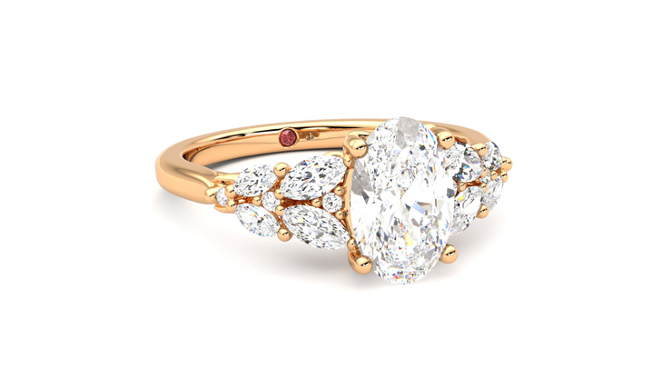 Taylor & Hart Cascade Oval Engagement Ring 360 degree image 4