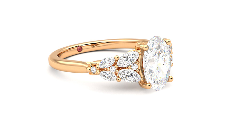 Taylor & Hart Cascade Oval Engagement Ring 360 degree image 6